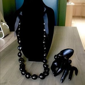Kukui Nut Black Beads Necklace & Bracelet set